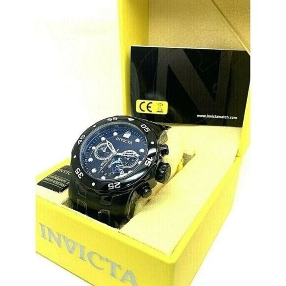 Invicta Men's Watch 0076 Pro Diver Quartz Chronograph Black Stainless Steel - Picture 3 of 12